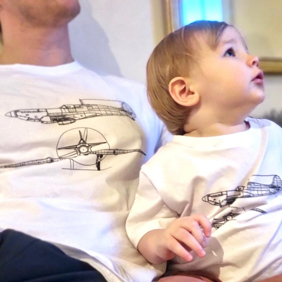 Matchande T-shirt pappa barn flygplan